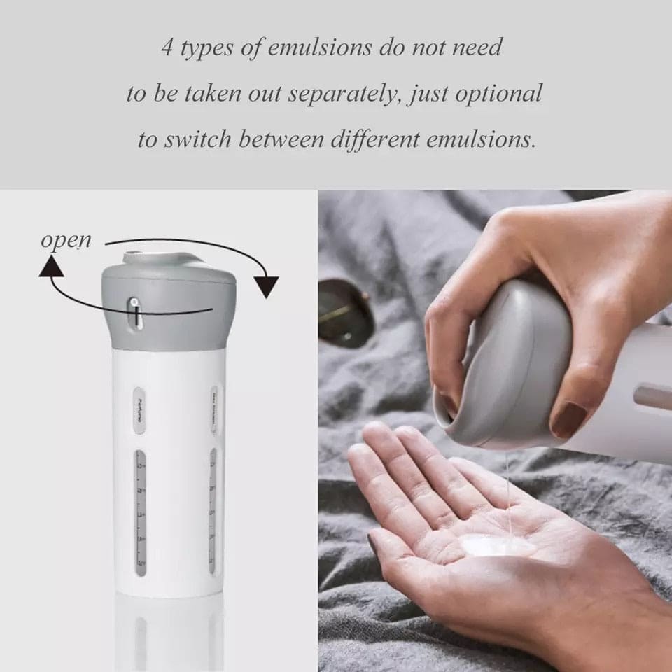 4 in 1 Travel Bottle Dispenser, Leak Proof Refillable Toiletry Container Dispenser, Travel Bottle Set, Travel Kit For Lotion, Cream, Shampoo, Liquid Soap, Sanitizer 4 in 1 Travel Bottle Dispenser, Leak Proof Refillable Toiletry Container Dispenser, Travel Bottle Set, Travel Kit For Lotion, Cream, Shampoo, Liquid Soap, Sanitizer